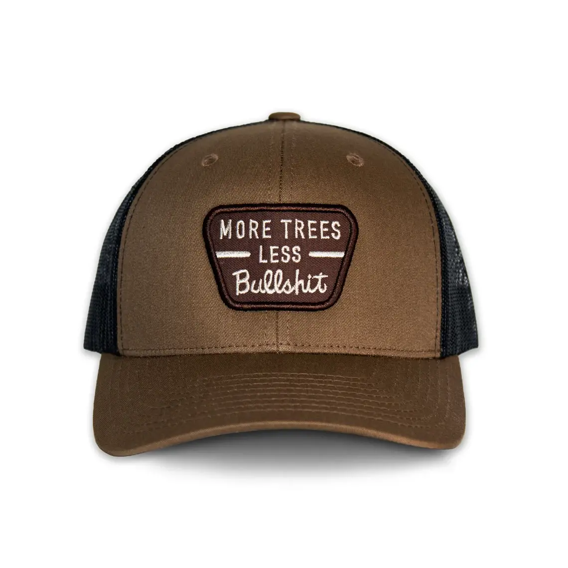 Medium Profile 6-Panel Woven Patch logo Curved Brim High Quality Brown Color Cotton and Mesh Fabric Trucker Hat for Men 1