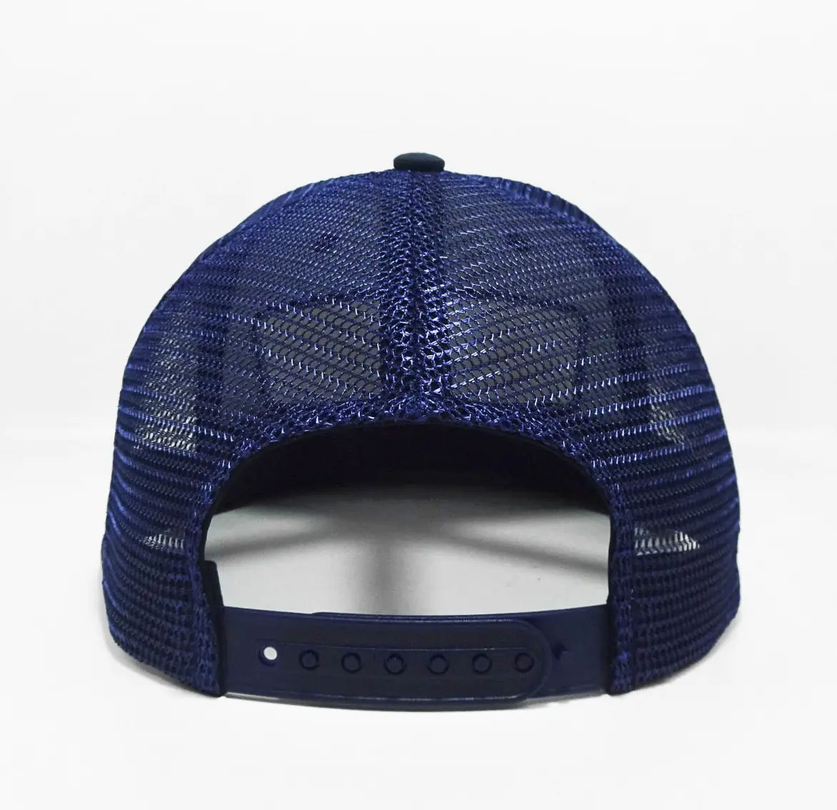 Mesh and Polyester Spandex Fabric Woven Patch logo High Quality Navy Blue Color Medium Profile Trucker Hat From Vietnam Supplier 5