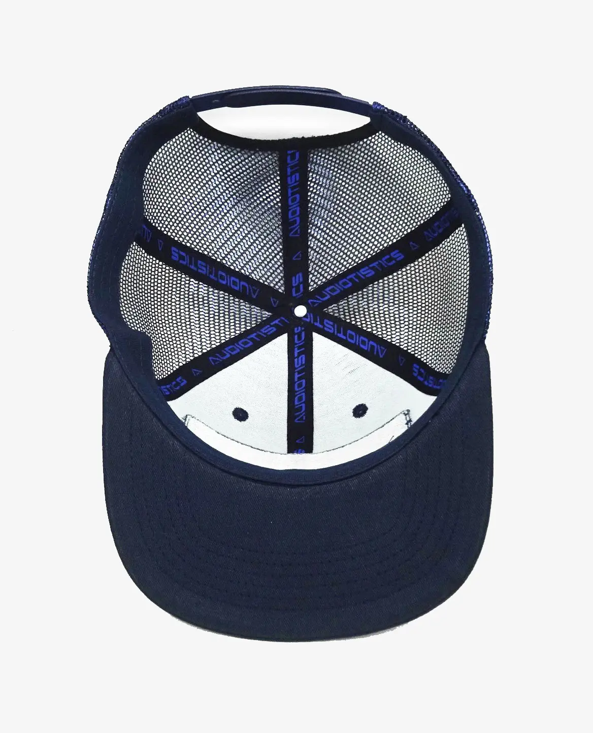 Mesh and Polyester Spandex Fabric Woven Patch logo High Quality Navy Blue Color Medium Profile Trucker Hat From Vietnam Supplier 6