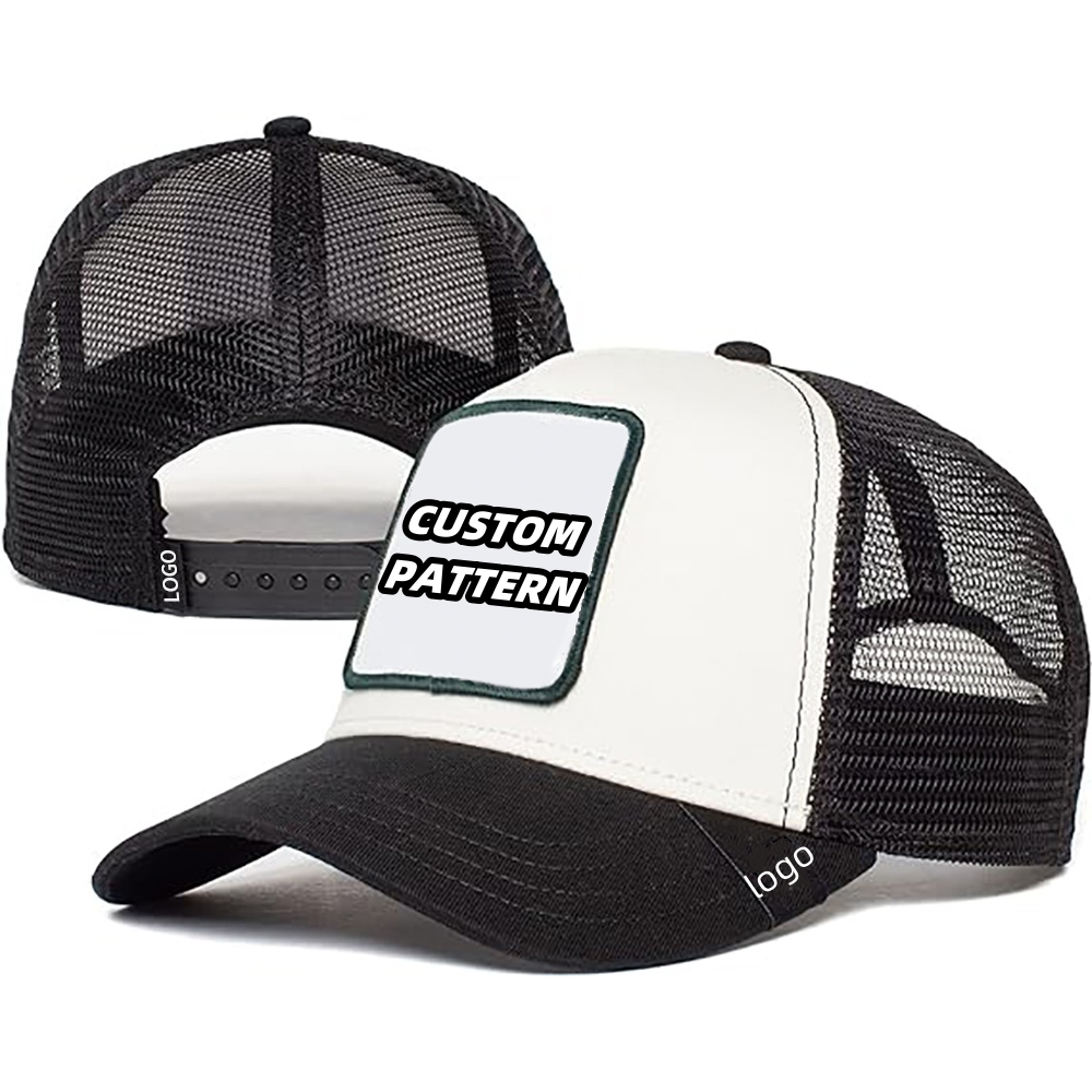 Mesh Light Blue Trucker Hat Custom logo High Quality Fashion Curved Brim Plain Mesh Trucker Hat for Men 5