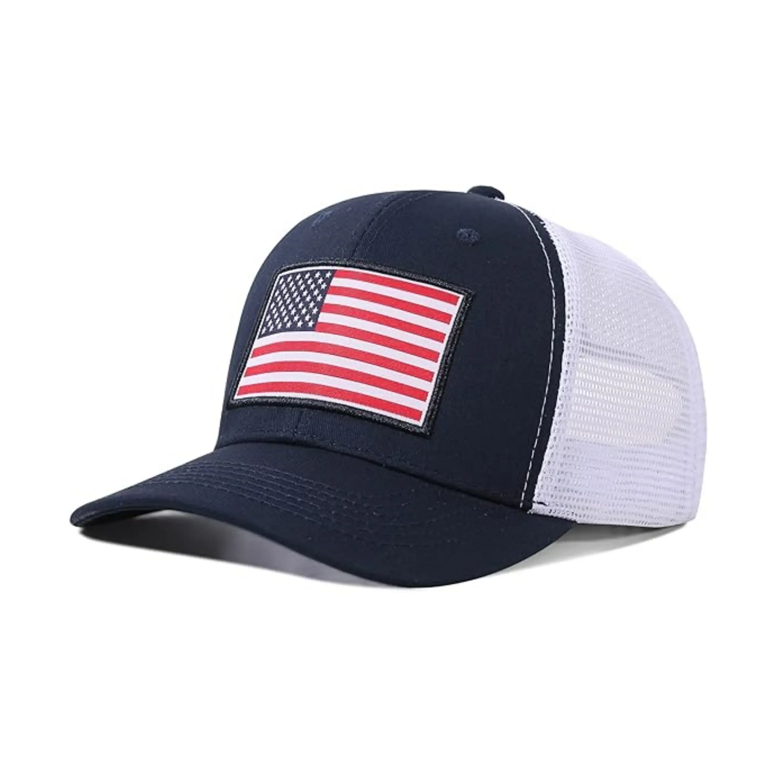 Mesh Trucker Hats With Custom Logo 6 Panel Sports Caps Trucker Hat With Leather Patch Low Moq