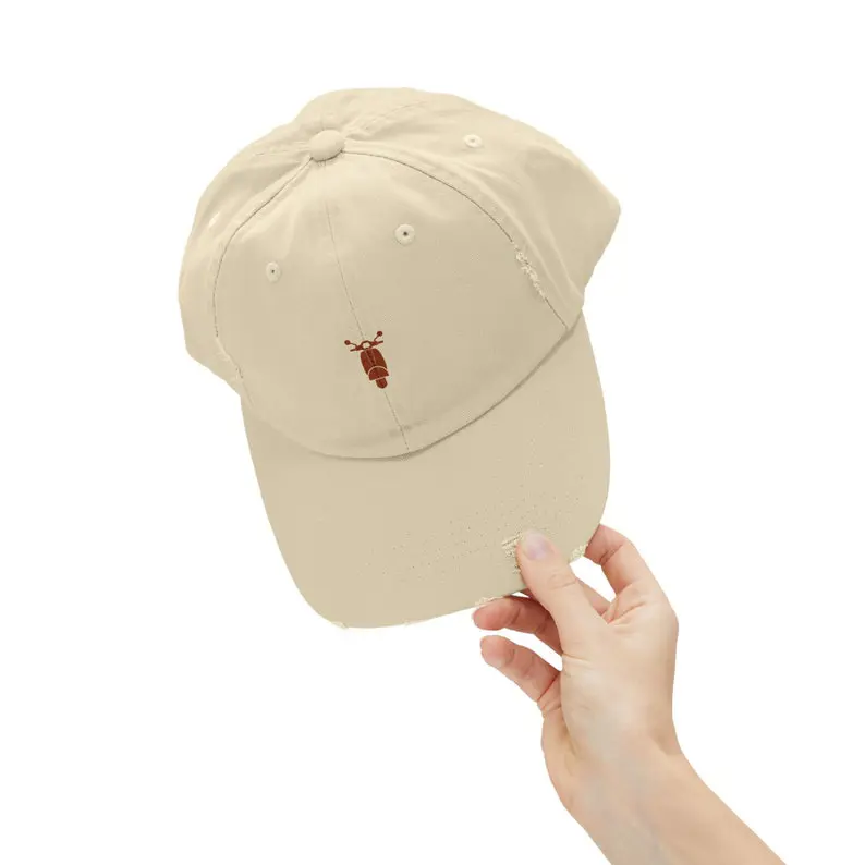 Mini Scooter Custom Logo Beige Color Washed Baseball Caps Vietnam Unisex Adjustable Hat Casual Streetwear Travel Style L01 5