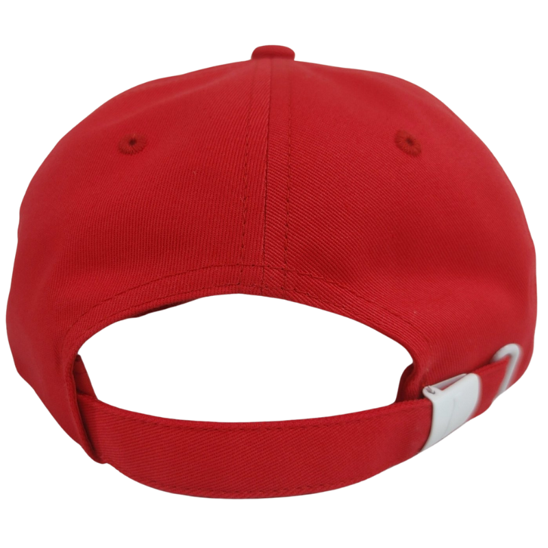 Minimalist Red Dad Hat with Custom Embroidery Logo Metal Buckle Closure Inner Pattern Tape Caps OEM Vietnam Manufacturer L01 3