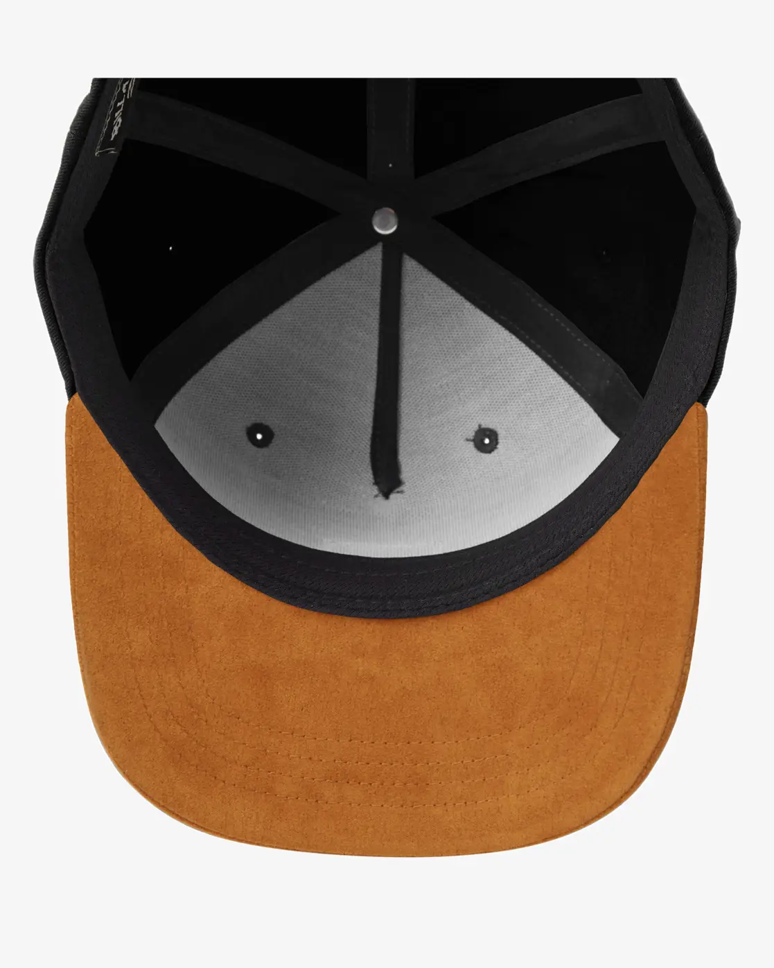 Mix Brown and Black Color Leather Patch Logo 5-Panel Curved Brim High Quality Medium Profile Adjustable Snapback Caps 5