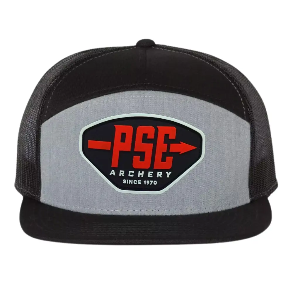 Mixed Color Gray Black Trucker Hat 7 Panel PVC Rubber Patch on Front Side Adjustable Plastic Single Row Buckle Brand Promotions 2