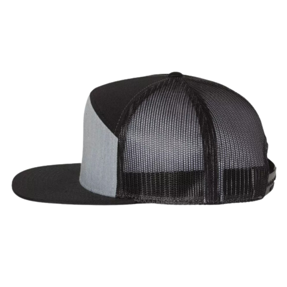 Mixed Color Gray Black Trucker Hat 7 Panel PVC Rubber Patch on Front Side Adjustable Plastic Single Row Buckle Brand Promotions 3