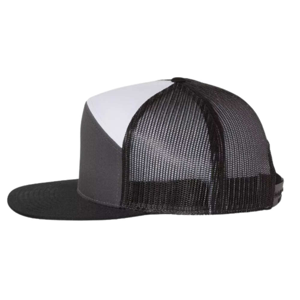 Mixed Color Gray Black Trucker Hat 7 Panel PVC Rubber Patch on Front Side Adjustable Plastic Single Row Buckle Brand Promotions 6