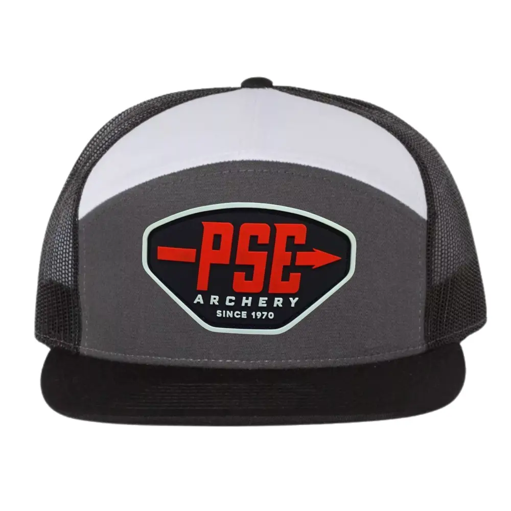 Mixed Color Gray Black Trucker Hat 7 Panel PVC Rubber Patch on Front Side Adjustable Plastic Single Row Buckle Brand Promotions 5