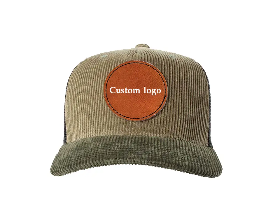 Moss Green Custom Logo Wholesale Products Trucker Hat 5-Panel Curved Brim High Quality Gorras Sports Cap Adjustable Trucker Hat 1