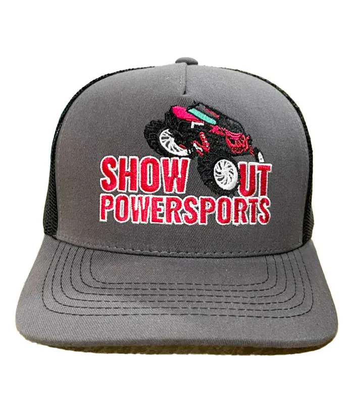 Motorcycle Running Man Custom Embroidery Logo Men Sport Caps Adult  Cotton/poly-twill Front Panels, Trucker Mesh Back Closure