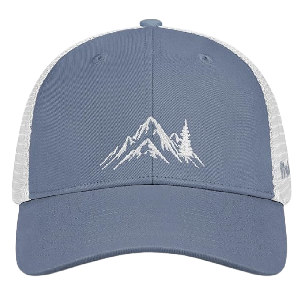 Mountain Embroidered Trucker Cap On Front And Left Side Custom Contrast Color Structured Fully Interior Tapes Your Own Logo OEM 3