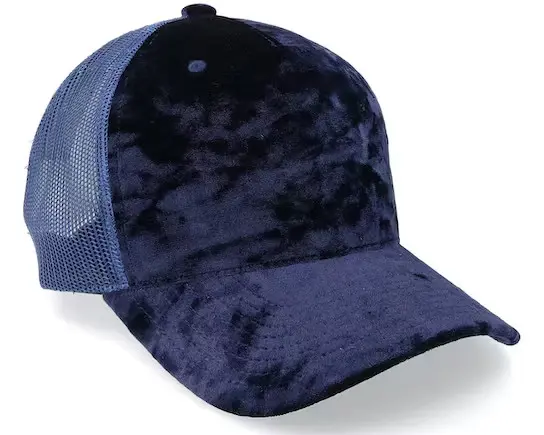 Navy Blue Color Velvet Trucker Hat Custom Logo 5-Panel Curved Brim High Quality Medium Profile Wholesale Products Trucker Hat 2