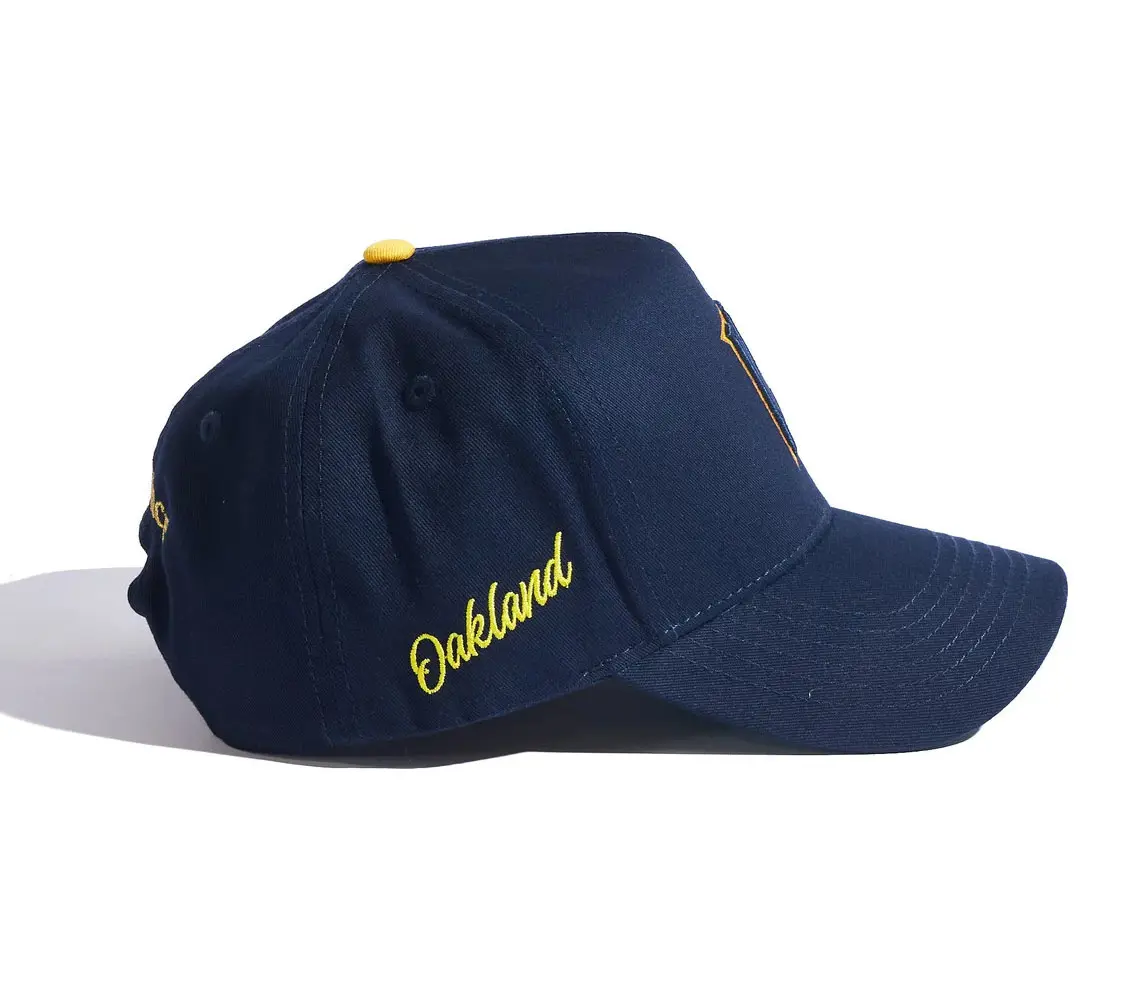 Navy Blue Color Wholesale Summer Products Custom Logo 3D Embroidery 5-Panel Curved Brim High Quality Medium Profile Baseball Cap 3