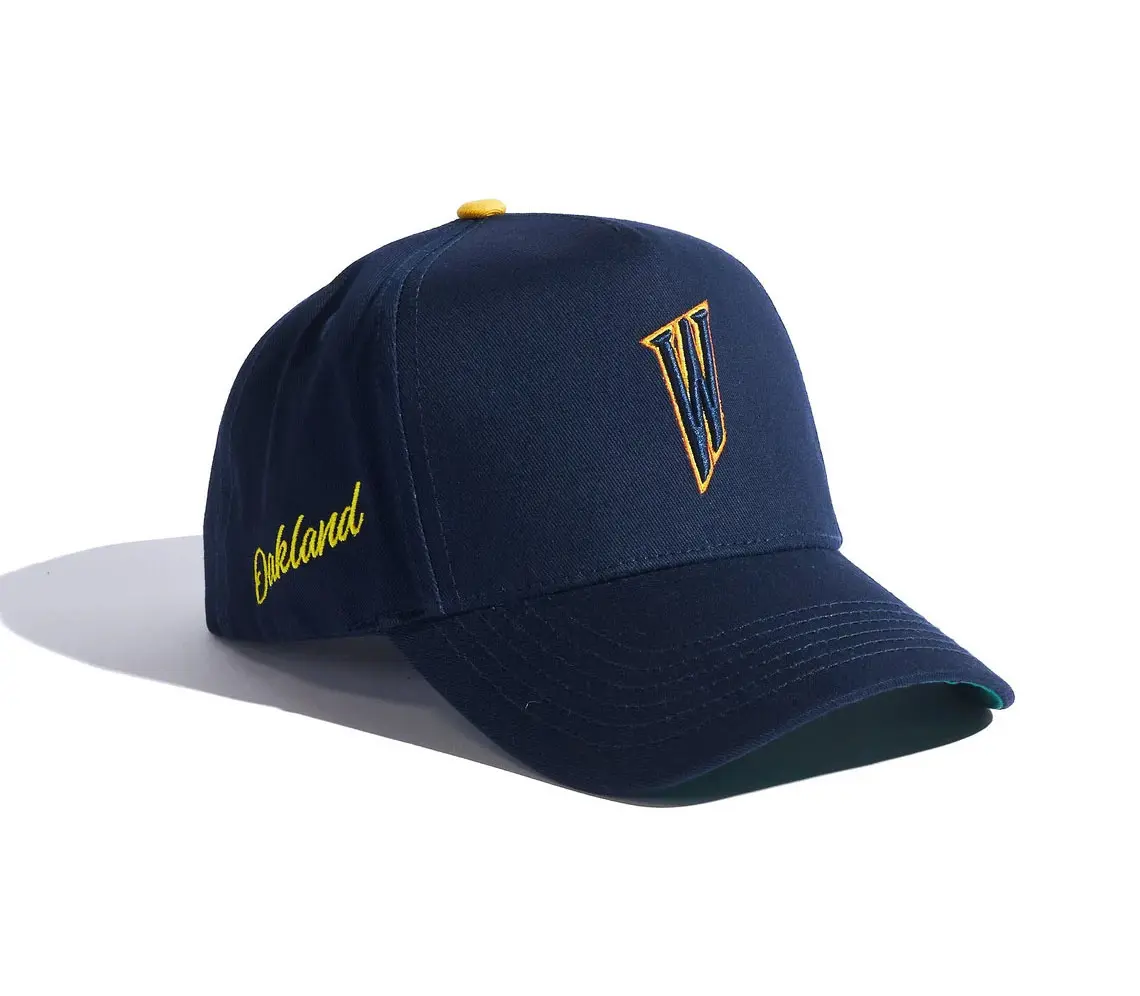 Navy Blue Color Wholesale Summer Products Custom Logo 3D Embroidery 5-Panel Curved Brim High Quality Medium Profile Baseball Cap 2