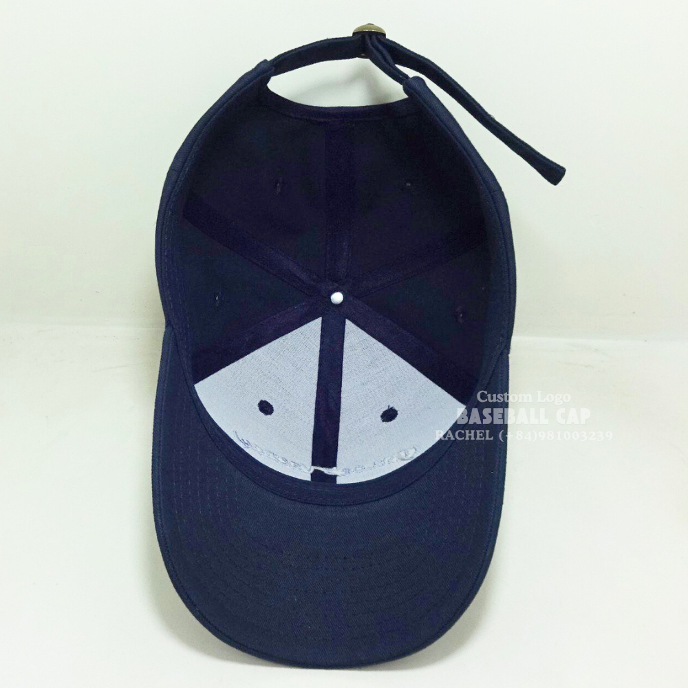 Navy Blue Vintage Baseball Caps 6 Panel Structured Curved Brim Metal Slide Buckle European Styles For Shopping Wholesale Vietnam 6