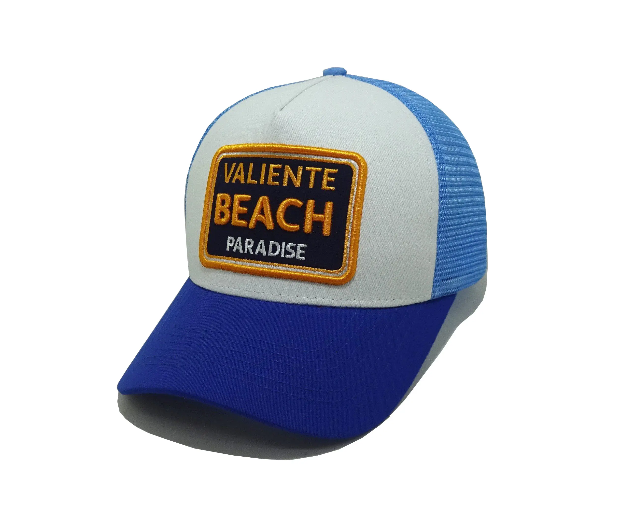 Navy Custom Snapback Caps 5 Panels Customized Big Embroidery Patch Trucker Hats Custom Woven Patch Vietnam Supplier