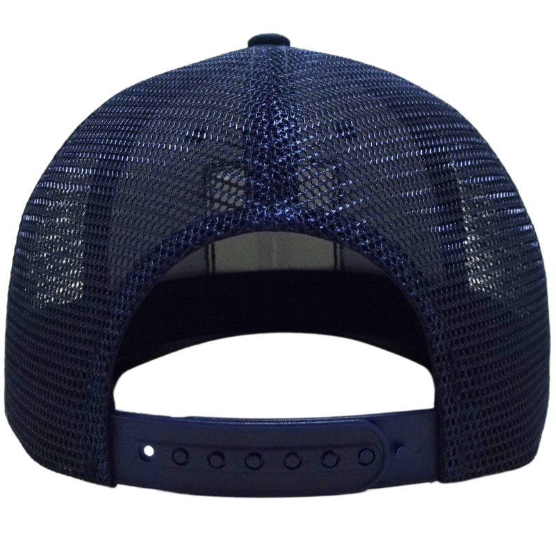 Navy Trucker Hat with Custom Woven Patch Mesh Back Structured 6 Panel Cap Adjustable Closure Fashion Caps Streetwear OEM Vietnam 4