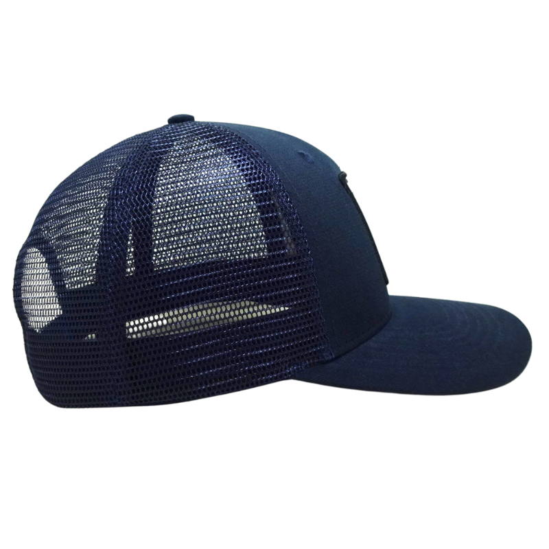 Navy Trucker Hat with Custom Woven Patch Mesh Back Structured 6 Panel Cap Adjustable Closure Fashion Caps Streetwear OEM Vietnam 5