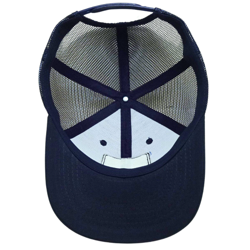 Navy Trucker Hat with Custom Woven Patch Mesh Back Structured 6 Panel Cap Adjustable Closure Fashion Caps Streetwear OEM Vietnam 6