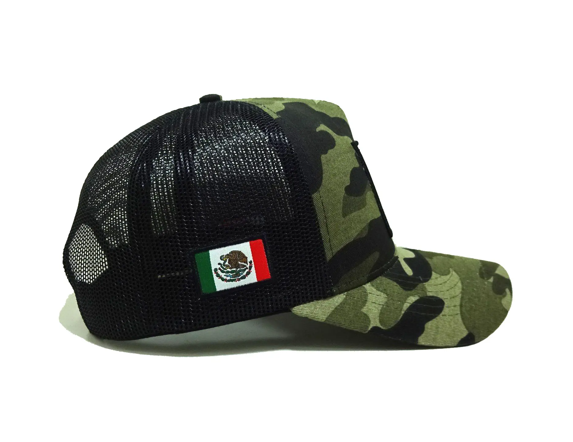 New Camo Design High Quality Customize Trucker Hat Woven Patch Logo 5 Panel Promotional Sports Cap for Men All Seasons 4