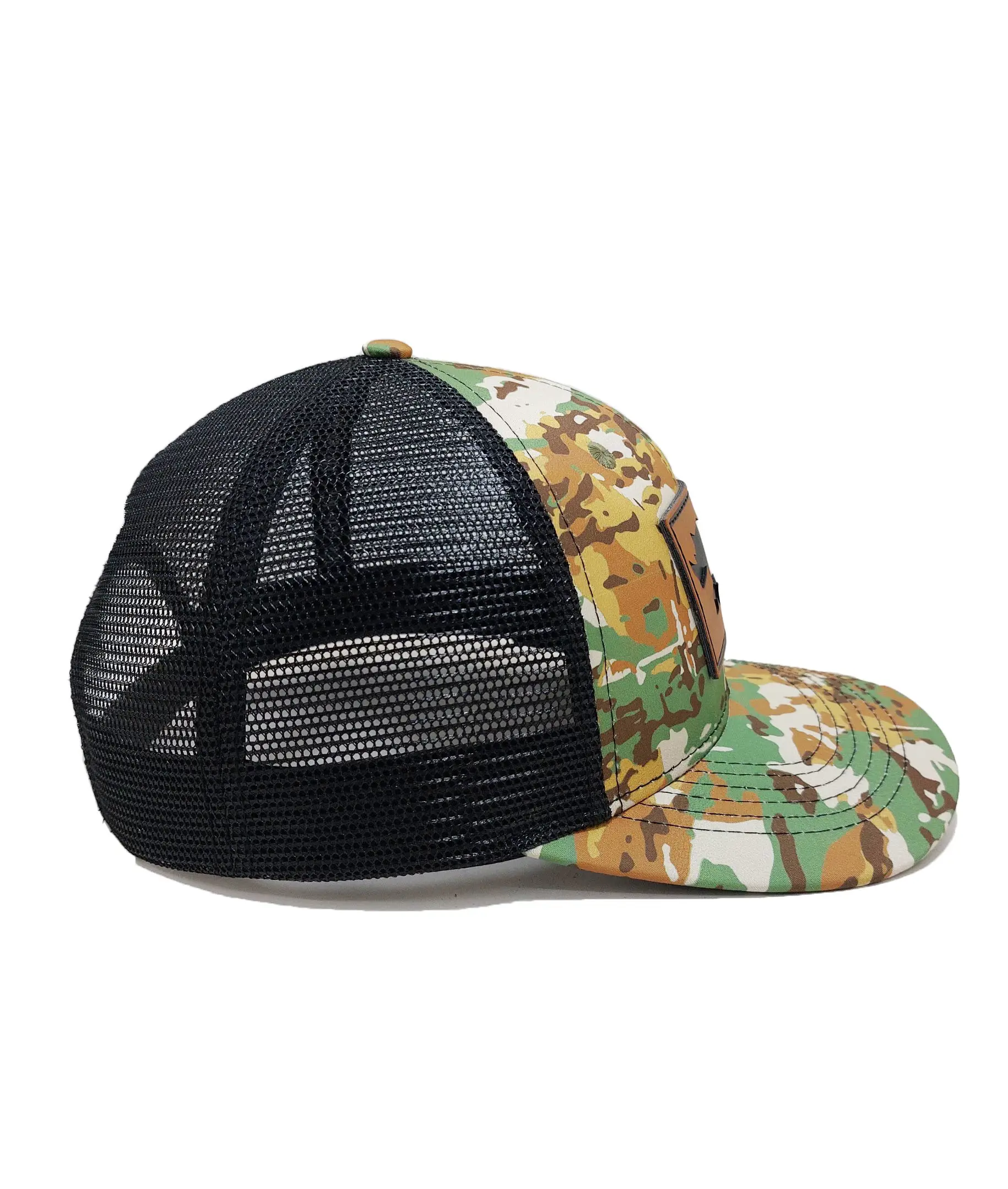 New Design Camouflage With Leather Patch Logo Trucker Hats New Styles for Brand Shop Caps in Vietnam 5