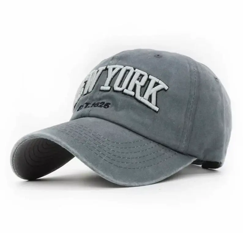 New York Curved Brim Vintage Unisex Sport Baseball Hat Cap Letter Logo Custom Embroidered Baseball Caps 5