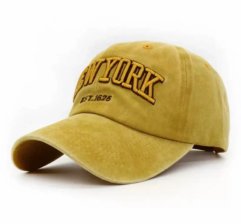 New York Curved Brim Vintage Unisex Sport Baseball Hat Cap Letter Logo Custom Embroidered Baseball Caps 3