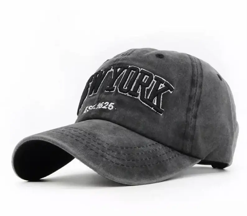 New York Curved Brim Vintage Unisex Sport Baseball Hat Cap Letter Logo Custom Embroidered Baseball Caps 6
