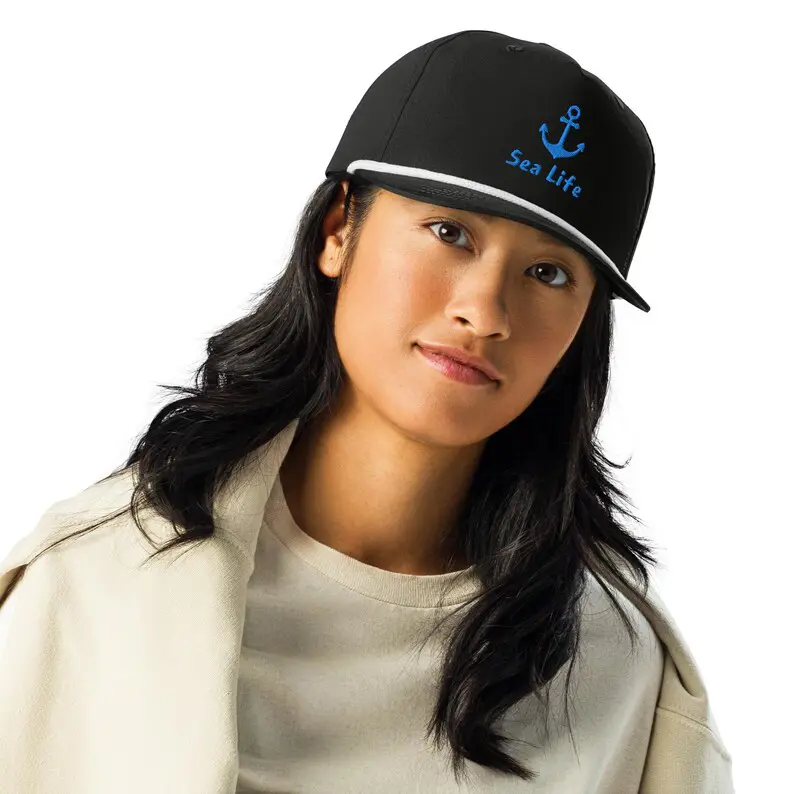 Ocean Style Hat High Quality Embroidery Logo Vietnam Made Snapback Caps Rope Detail Pre Curved Bill For Men Women Promotion L01 6
