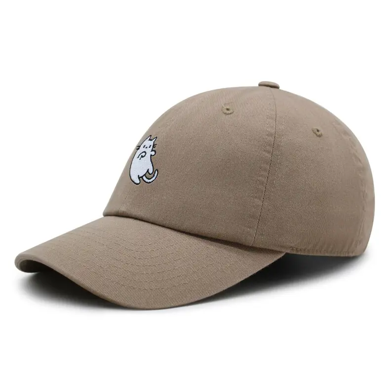 OEM Custom Meow Embroidered Structured Hat Vietnam Made Baseball Cap Curved Brim Gorras For Unisex Travel Casual Cat Person L01 3