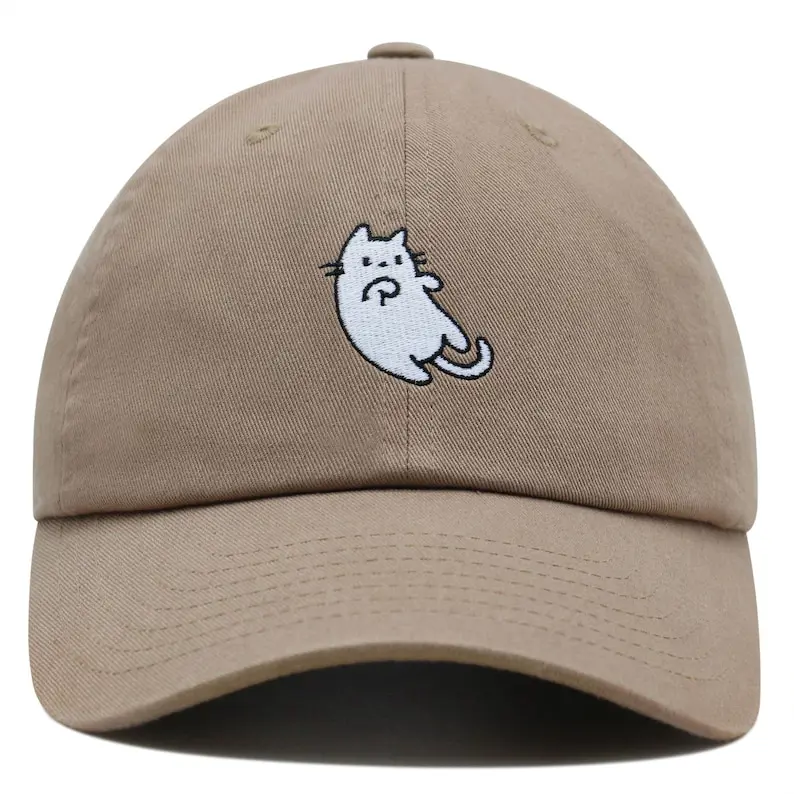 OEM Custom Meow Embroidered Structured Hat Vietnam Made Baseball Cap Curved Brim Gorras For Unisex Travel Casual Cat Person L01 1