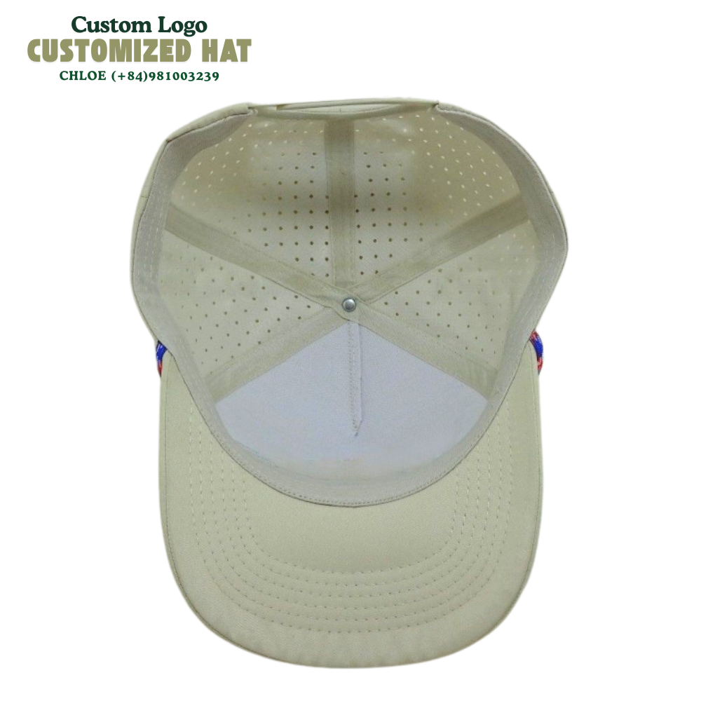 OEM Design Customized Laser Cut 5 Panel Snapback 2D 3D Embroidery Black Eyelets Adjustable Size Breathable Material Wholesale 6