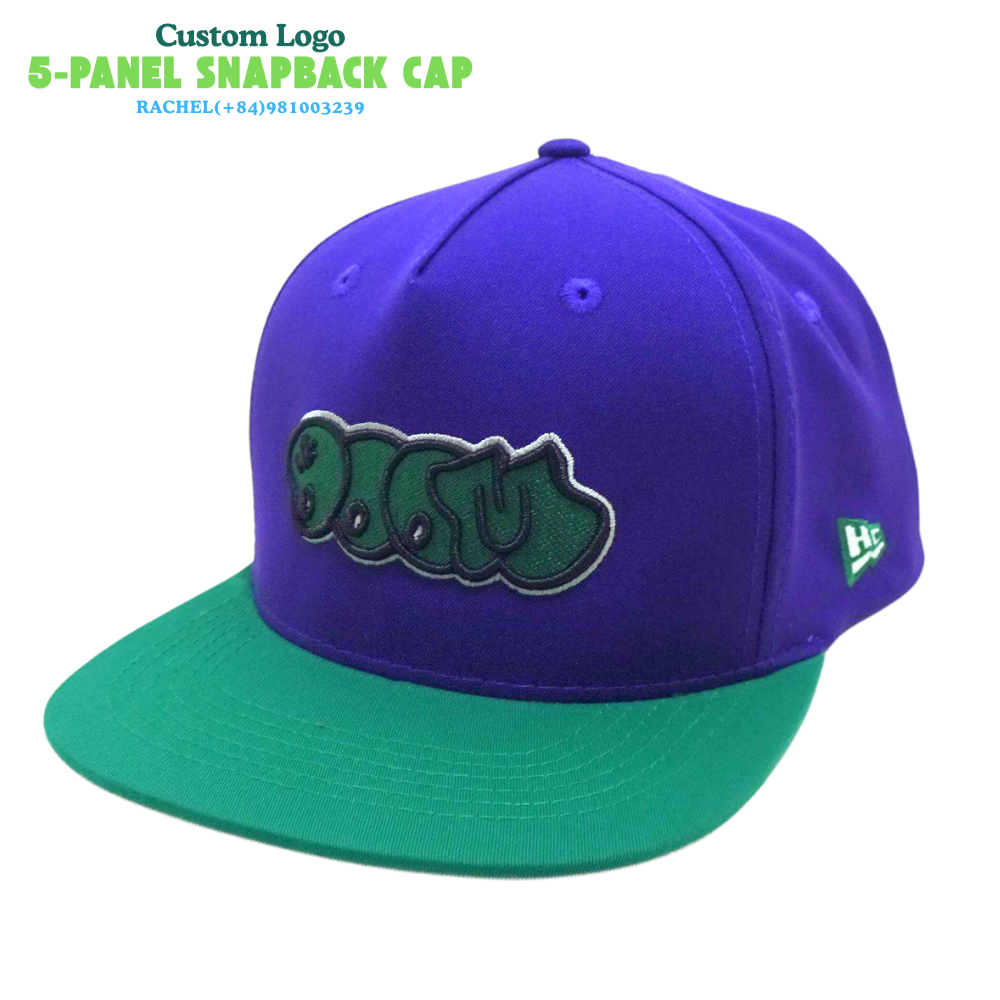 OEM High Quality 5 Panel Snapback Cap Flat Brim Custom 3D Embroidery Letter Cartoon Logo Style Mixed Color Hip Hop