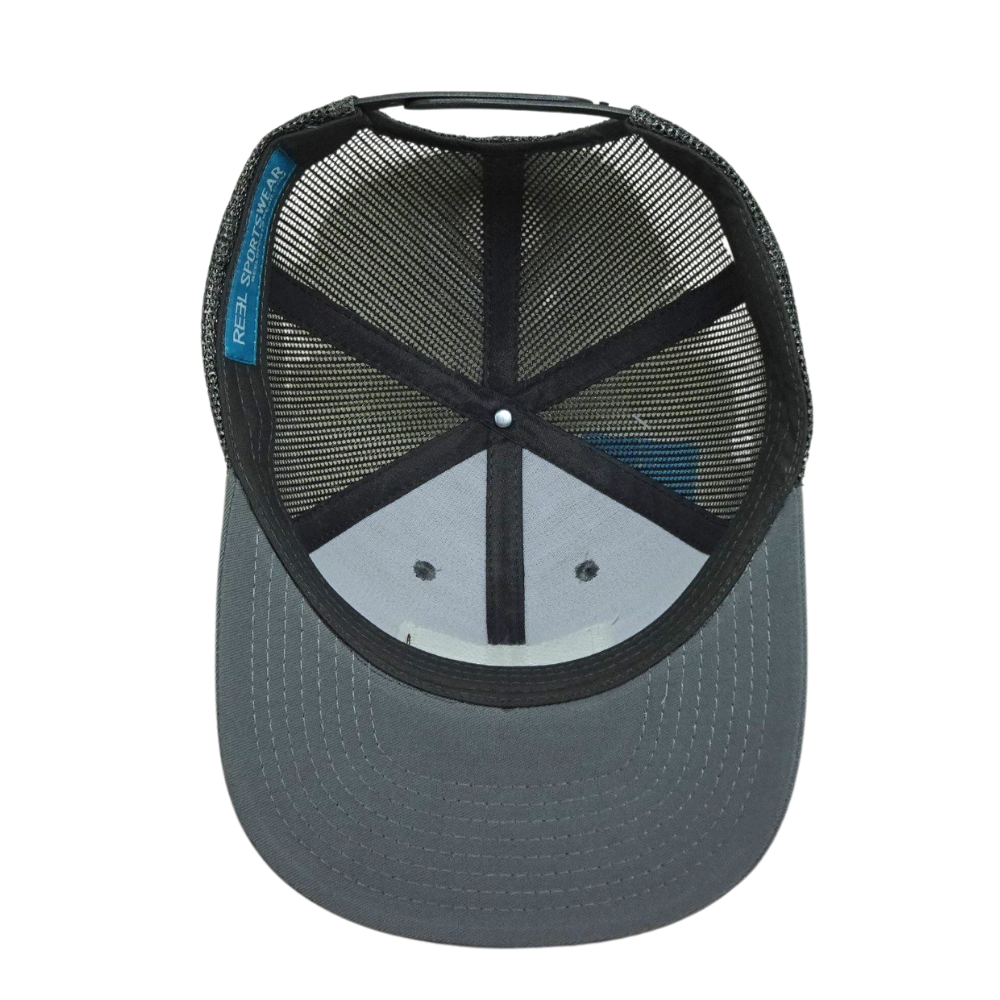 OEM High Quality Leather Logo Front 6 Panel Trucker Snapback Caps Flat Brim Black Mesh Sporty Styles 6