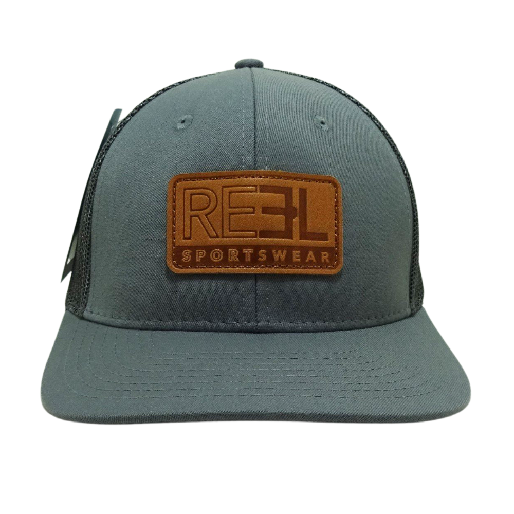 OEM High Quality Leather Logo Front 6 Panel Trucker Snapback Caps Flat Brim Black Mesh Sporty Styles 2