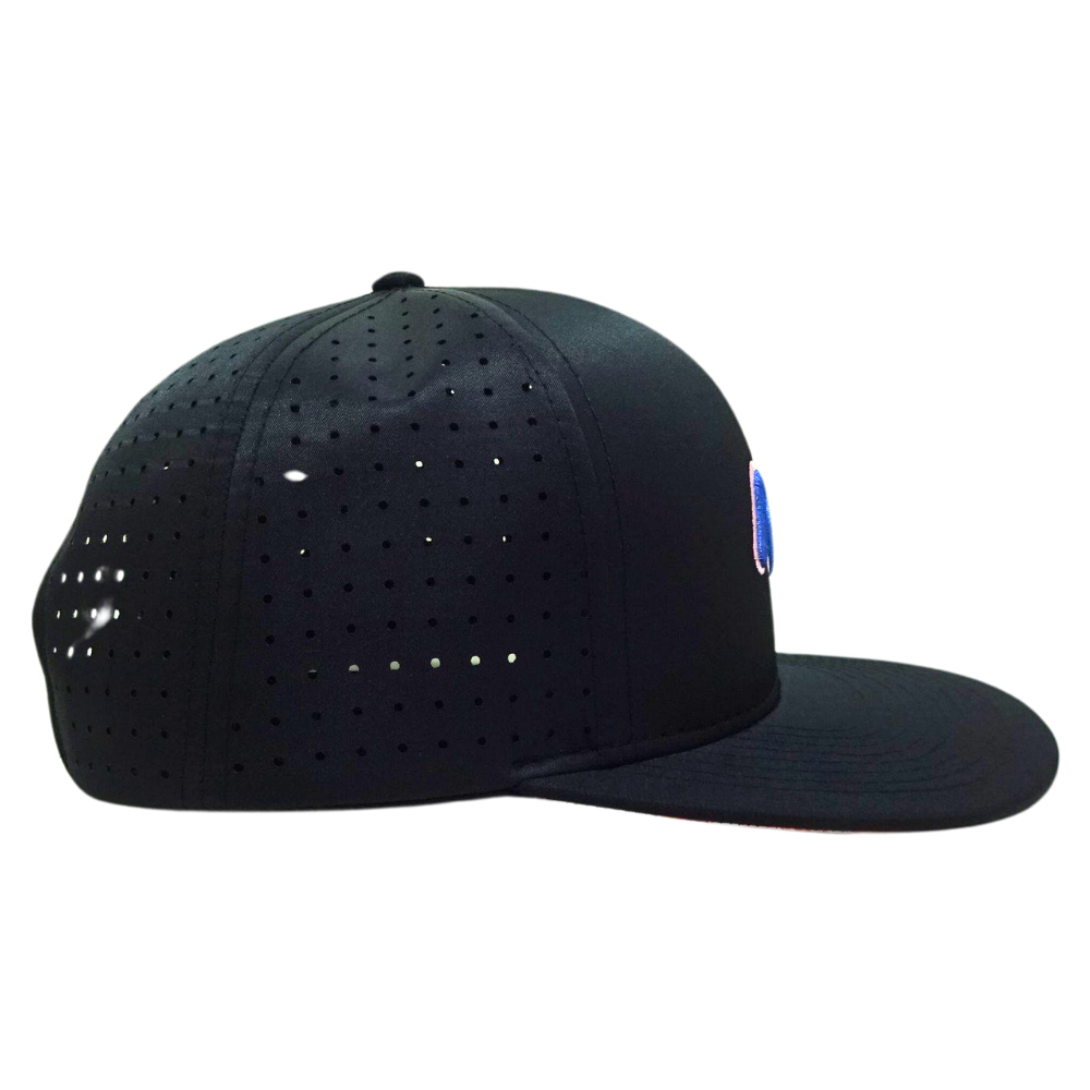 OEM ODM High Quality Factory Custom 3D Embroidery Logo on Front and Back Side Laser Cut Snapback Cap Single Breasted Buckle 5