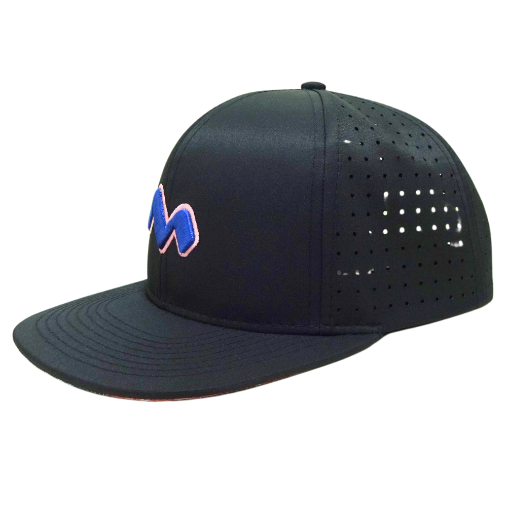 OEM ODM High Quality Factory Custom 3D Embroidery Logo on Front and Back Side Laser Cut Snapback Cap Single Breasted Buckle 3