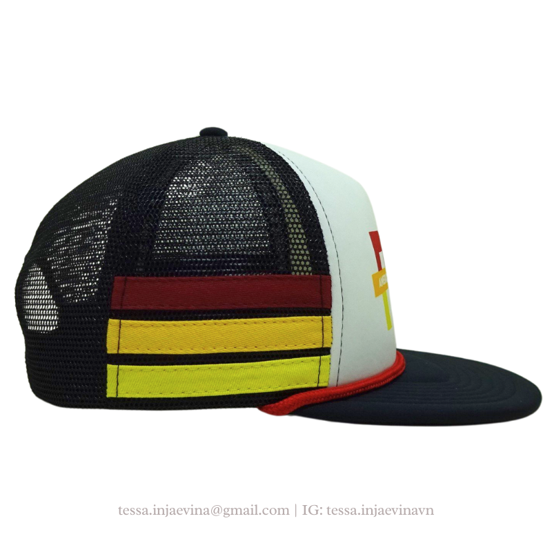 OEM Vietnam Supplier Fashionable Foam Rope Hats With Custom Rubber Logo Front Panel Printed Inner Tape Trucker Hats L01 3