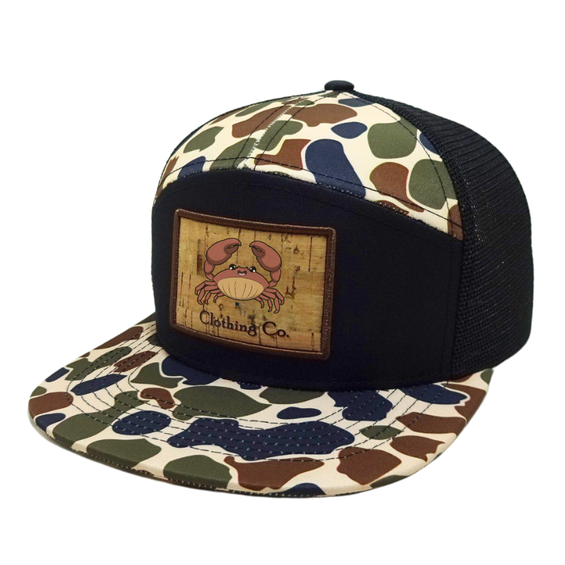 OEM Vietnam Wholesale Camouflage Caps Old School 7 Panel Snapback Hats with Custom Woven Patch Logo Headwear Manufacturer L01 3