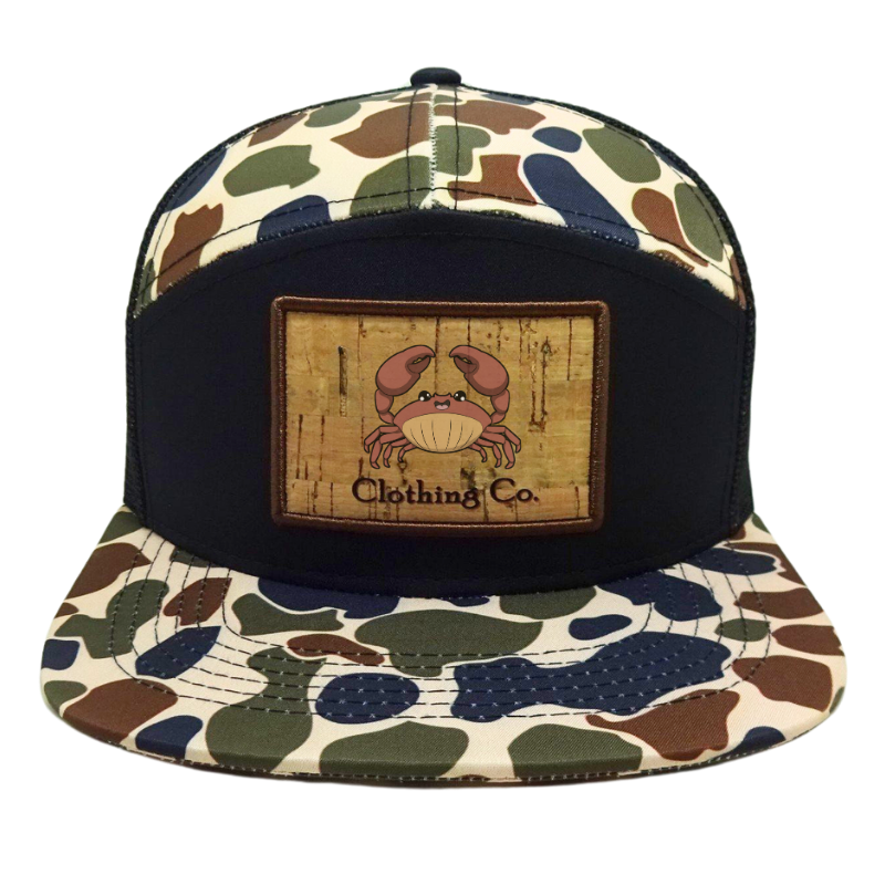 OEM Vietnam Wholesale Camouflage Caps Old School 7 Panel Snapback Hats with Custom Woven Patch Logo Headwear Manufacturer L01 2