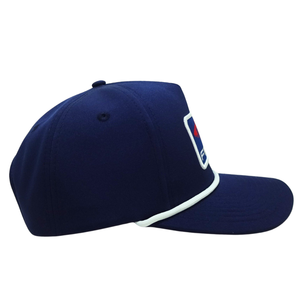 OEM Wholesale 5 Panel Snapback Slightly Curved Rope Cap Logo Patch Blue White Mixed Single Breasted Buckle High Quality Factory 5