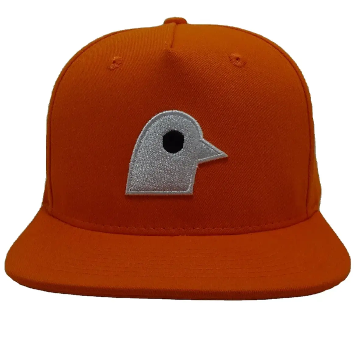 Orange Baseball Cap Embroidered with White Bird's Head Sports Cap in Vietnam Factory High Quality Baseball Cap One Size 1