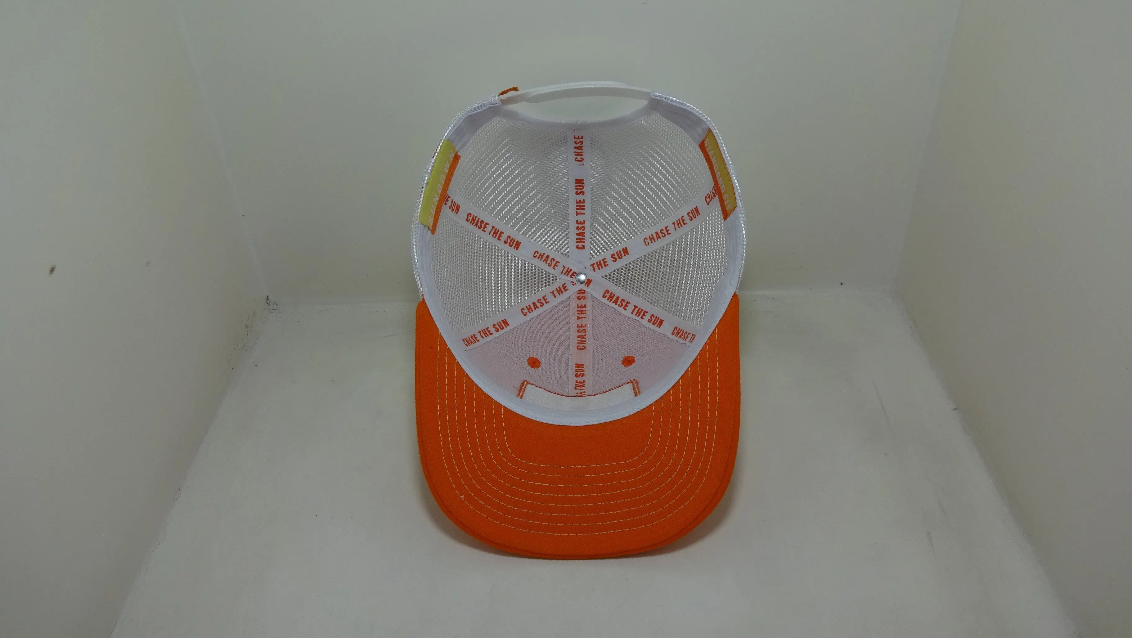 Orange Trucker Hats Custom Woven Patch Snapback Caps Vietnam Factory Promotional Hat Sport Dad Cap Free Sample 5