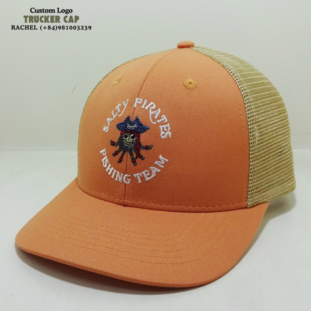 Orange/Yellow Y 6606 Trucker Hats 6 Panel Embroidered Logo On Front Slightly Curved Brim Structured Caps Adjustable Snapback OEM 4