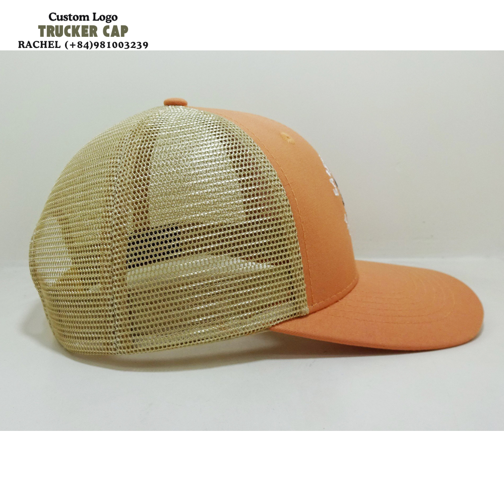 Orange/Yellow Y 6606 Trucker Hats 6 Panel Embroidered Logo On Front Slightly Curved Brim Structured Caps Adjustable Snapback OEM 6