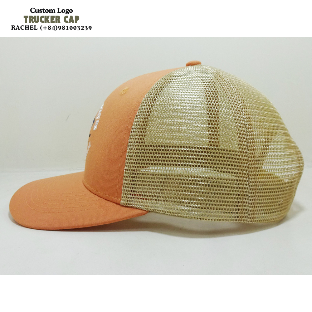Orange/Yellow Y 6606 Trucker Hats 6 Panel Embroidered Logo On Front Slightly Curved Brim Structured Caps Adjustable Snapback OEM 5