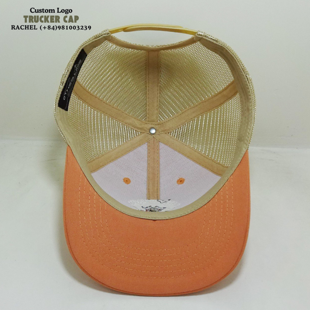 Orange/Yellow Y 6606 Trucker Hats 6 Panel Embroidered Logo On Front Slightly Curved Brim Structured Caps Adjustable Snapback OEM 7
