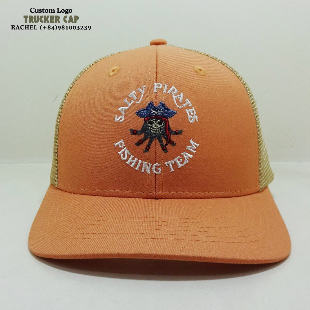 Orange/Yellow Y 6606 Trucker Hats 6 Panel Embroidered Logo On Front Slightly Curved Brim Structured Caps Adjustable Snapback OEM 3