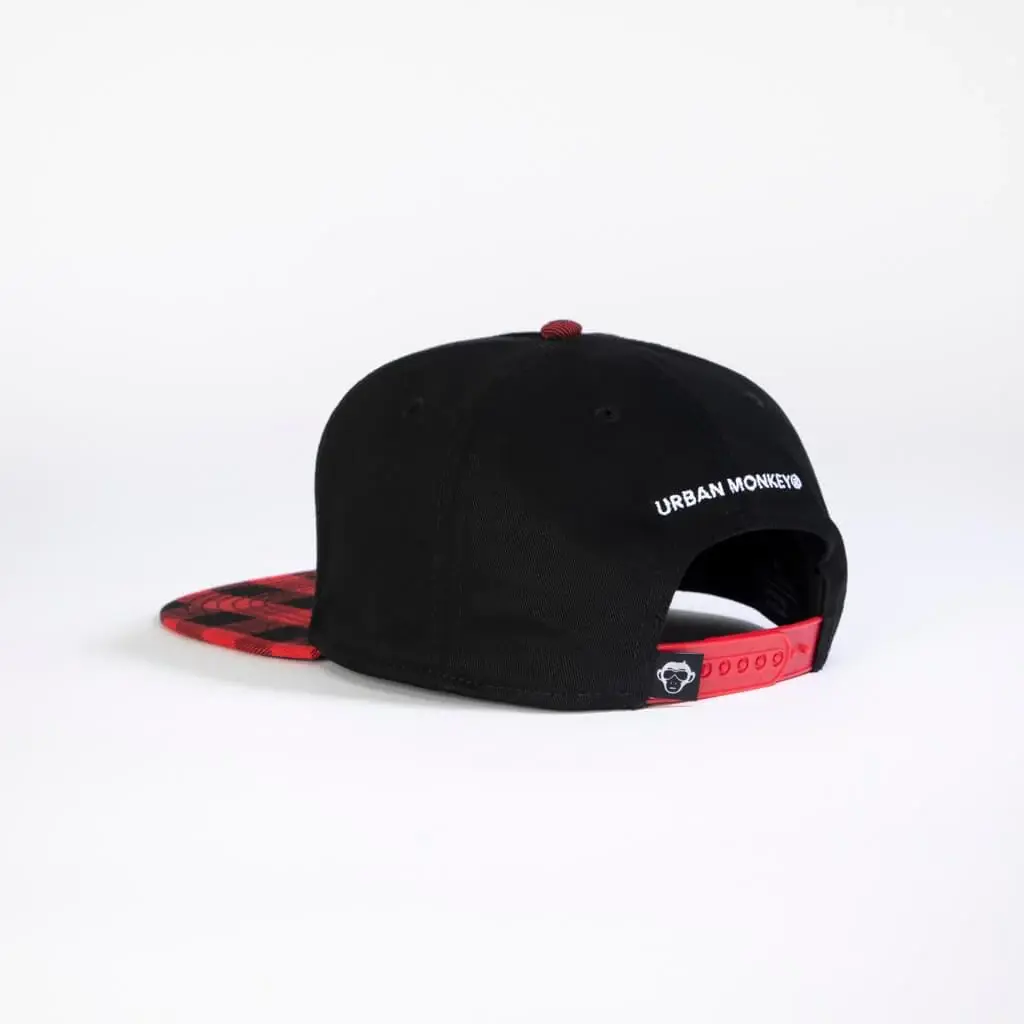 Outdoor 5-Panel 3D Embroidery Flat Brim High Quality Adjustable Black/Red Color Medium Profile Cotton/Polyester Snapback Caps 4