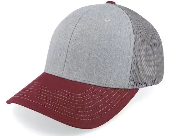 Outdoor Cap Grey/Maroon Color 6 Panels Mesh Back Cap Trucker Hat Sports Cap Curved Brim Wholesale Products Custom Trucker Hat 1